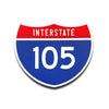 Interstate 105 Number Only road sign replica front view