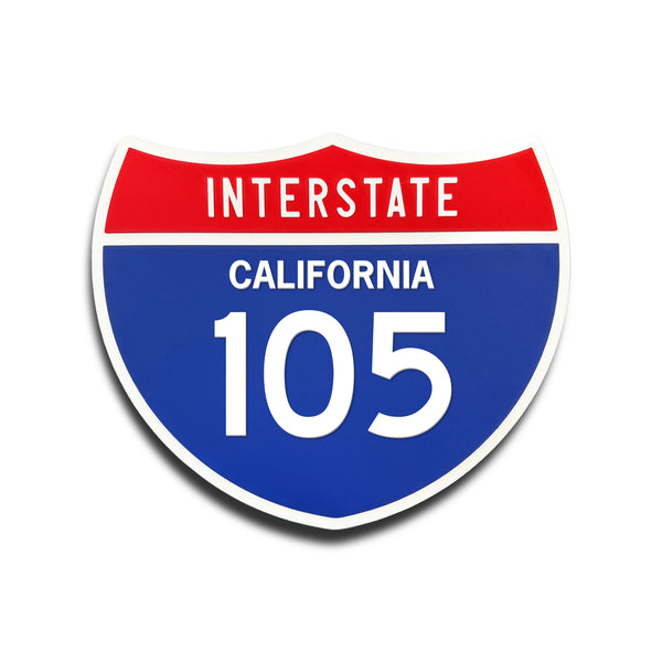 Interstate 105 California road sign replica front view