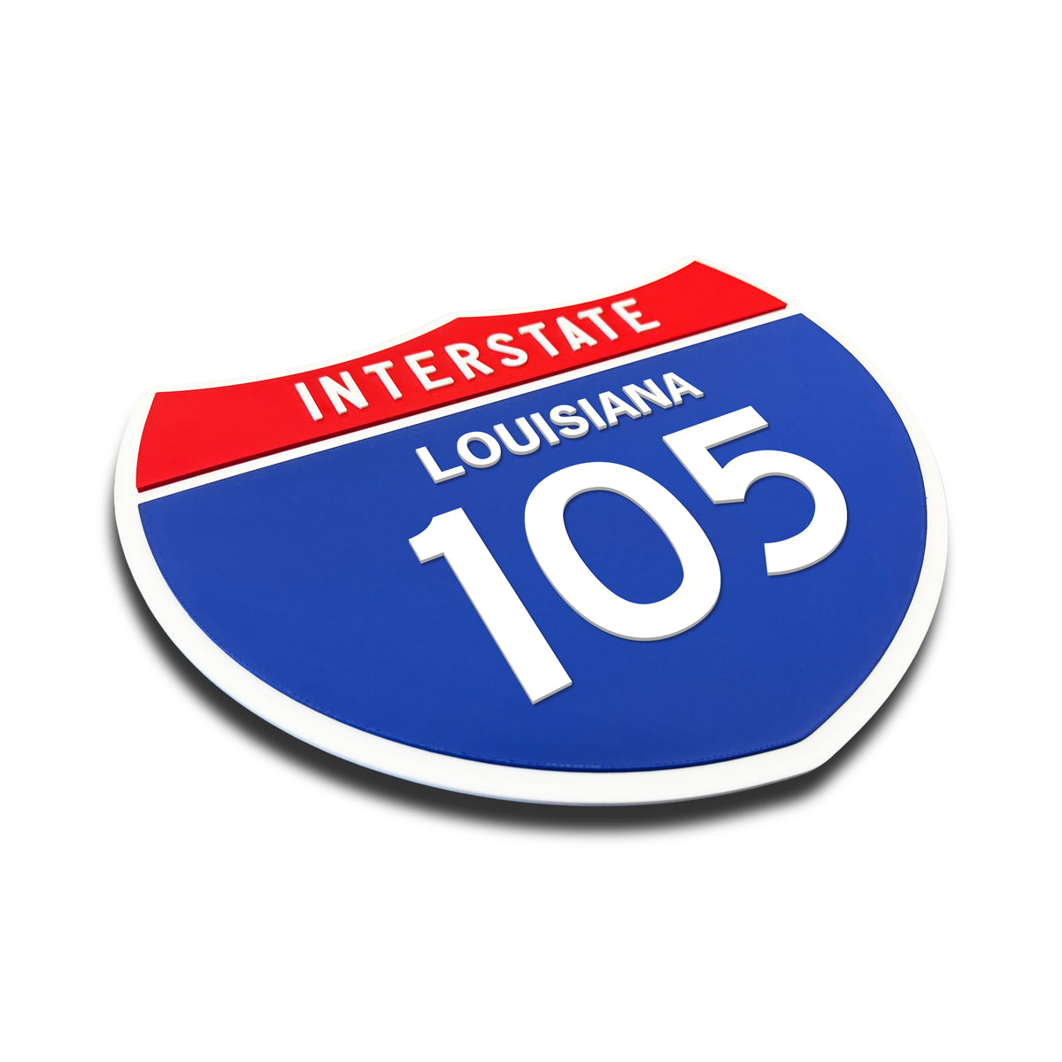 Interstate 105 – Louisiana road sign replica three-quarter view