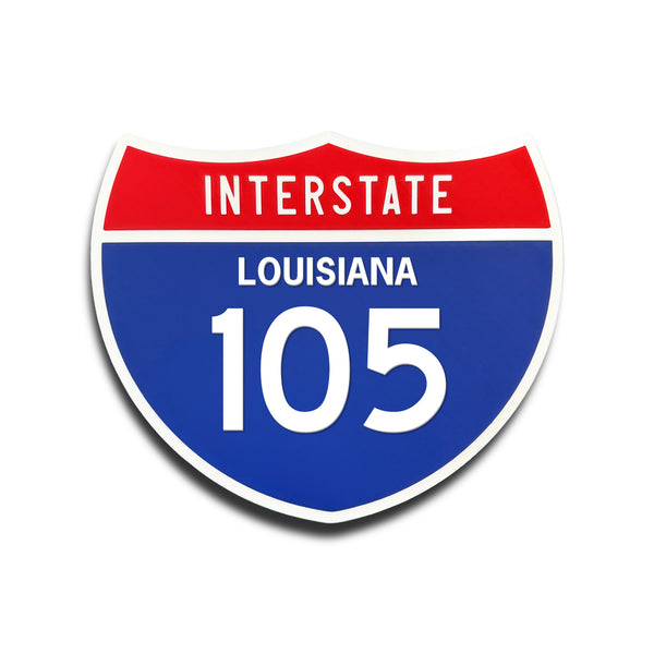 Interstate 105 Louisiana road sign replica front view