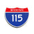 Interstate 115 Number Only road sign replica front view