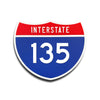 Interstate 135 Number Only road sign replica front view