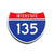 Interstate 135 Number Only road sign replica front view