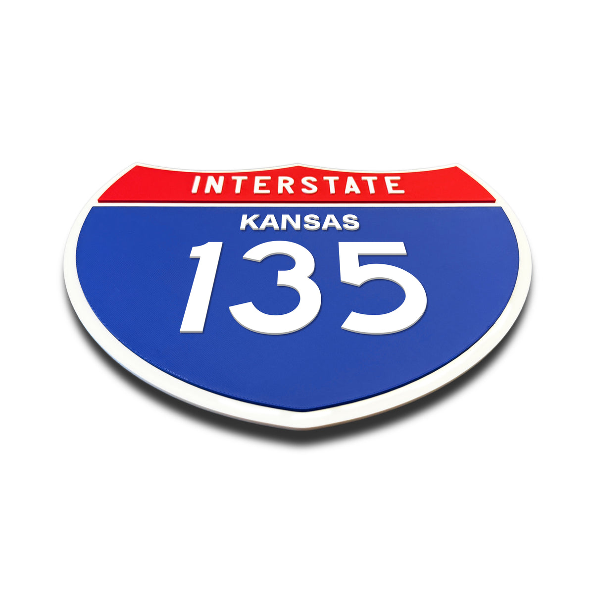 Interstate 135 – Kansas road sign replica flat view