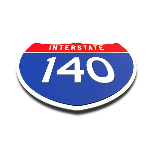 Interstate 140 Number Only road sign replica flat view