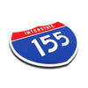 Interstate 155 Number Only road sign replica three quarter view