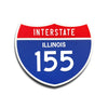 Interstate 155 Illinois road sign replica front view