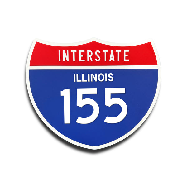 Interstate 155 Illinois road sign replica front view