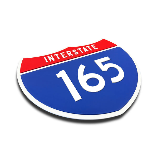 Interstate 165 Number Only road sign replica three quarter view