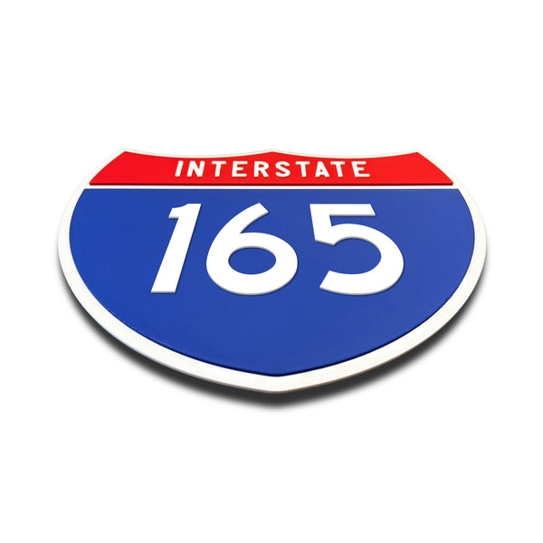Interstate 165 Number Only road sign replica flat view