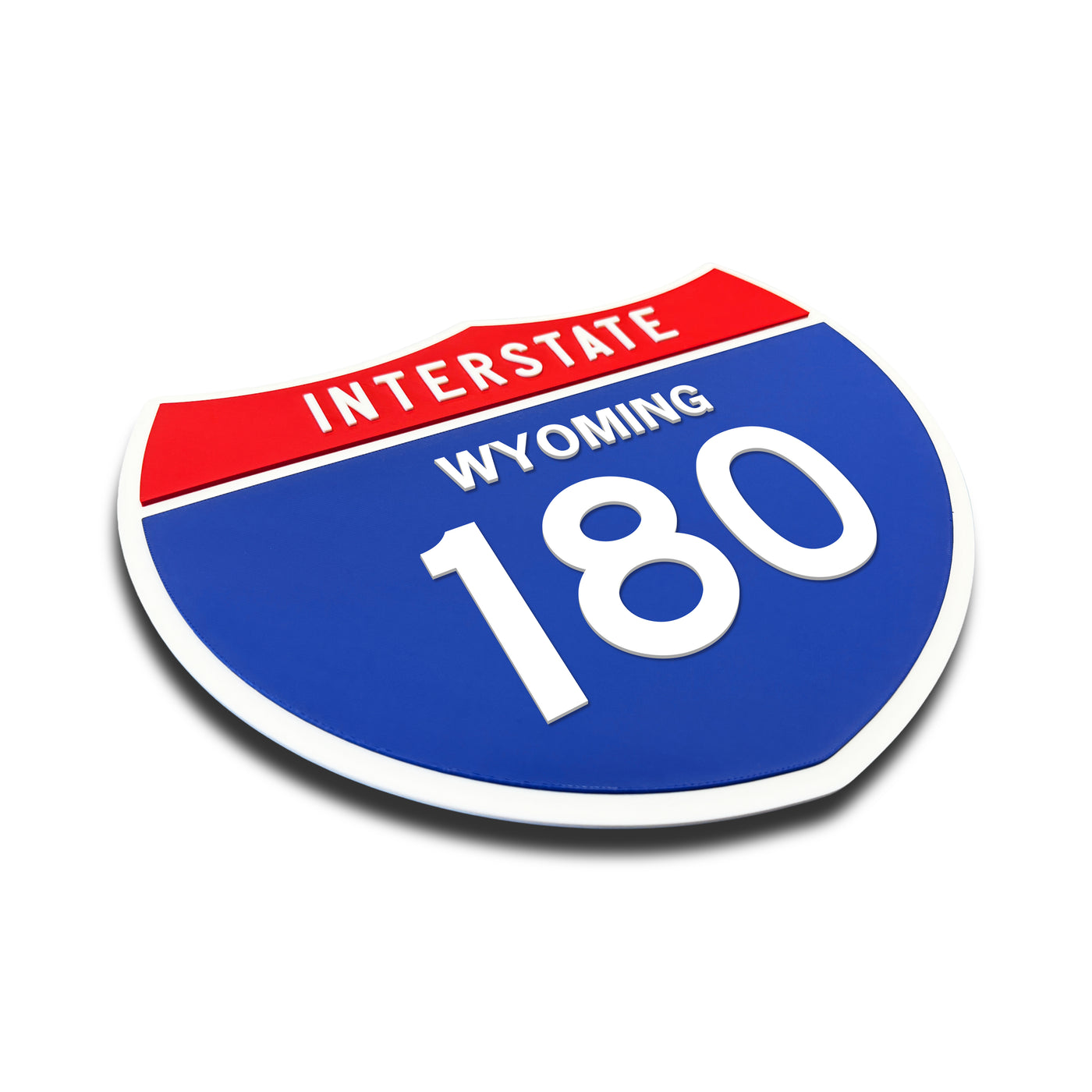 Interstate 180 – Wyoming road sign replica three-quarter view
