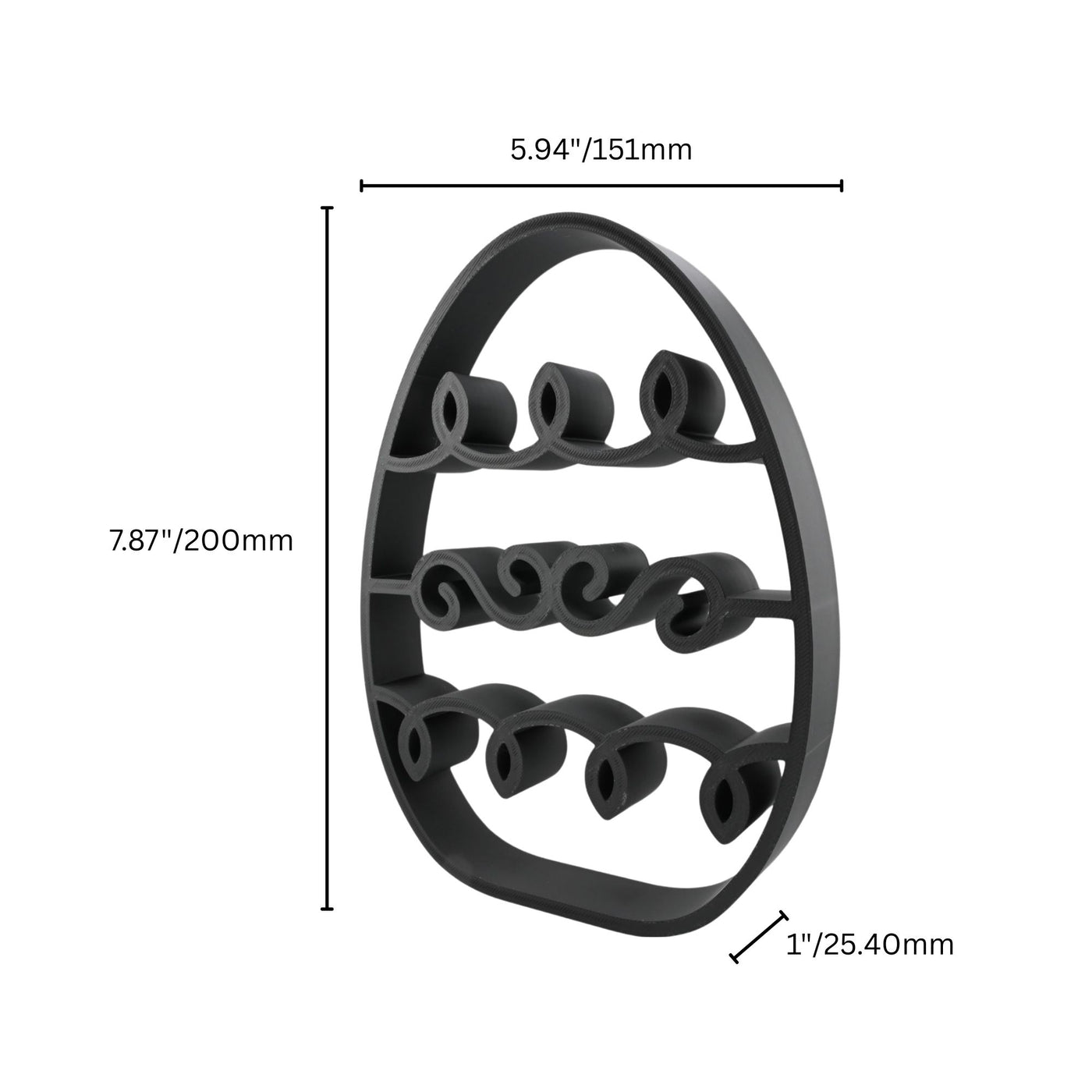 Squiggly Wave Elegant Outlines sculpture — dimension view
