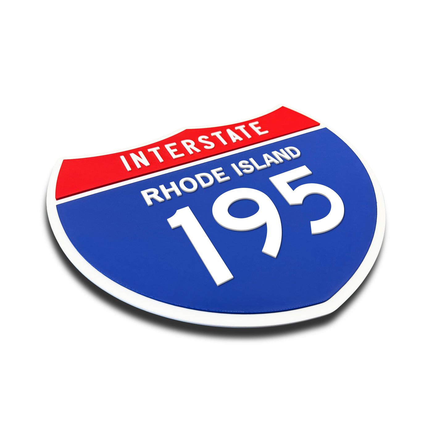 Interstate 195 – Rhode Island road sign replica three-quarter view