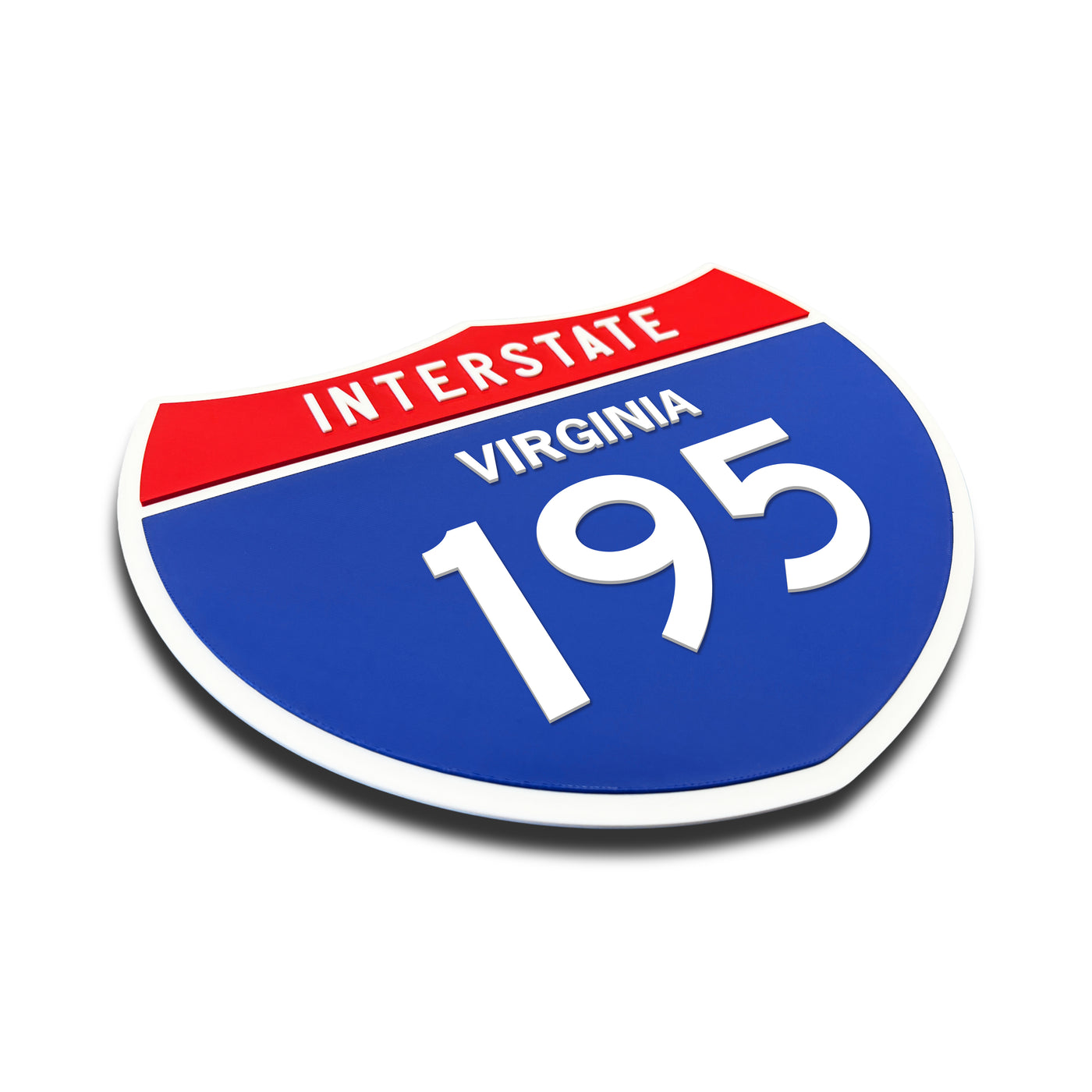 Interstate 195 – Virginia road sign replica three-quarter view
