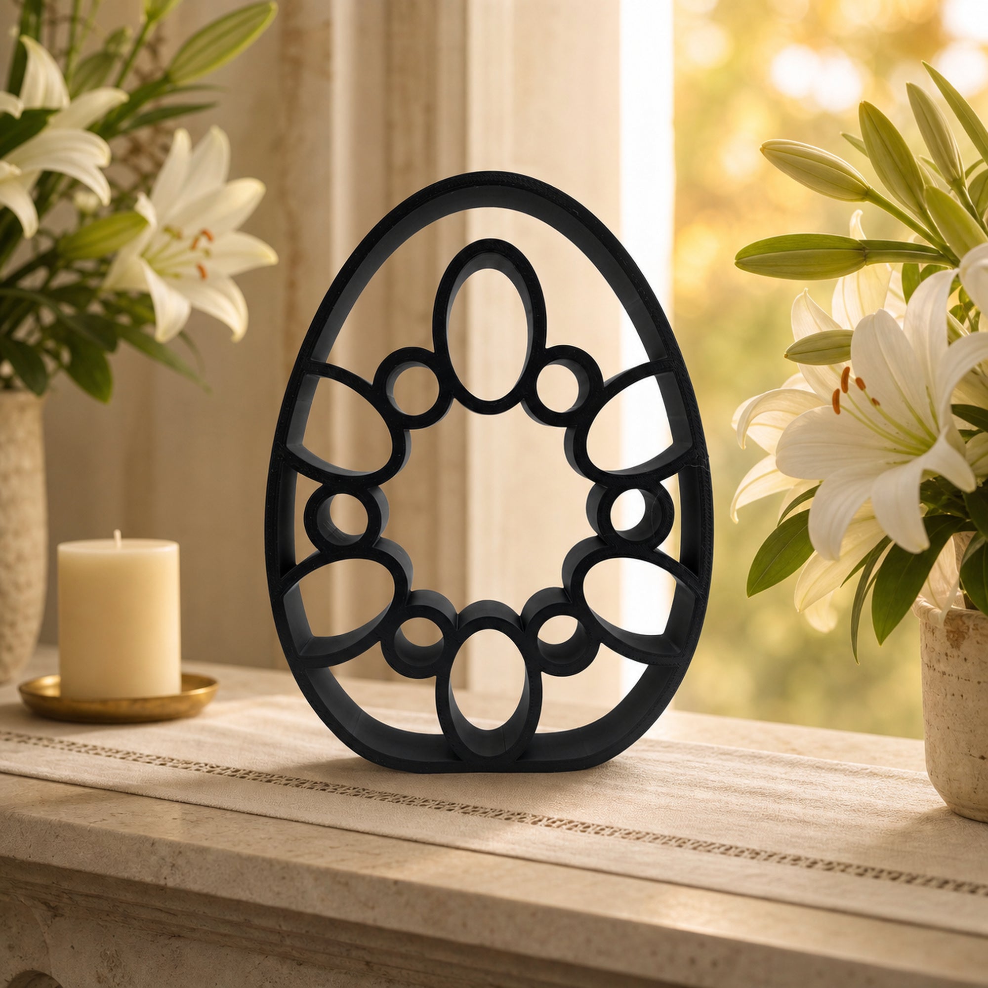 Cathedral Lines Easter Egg Line Art Sculpture
