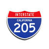 Interstate 205 California road sign replica front view