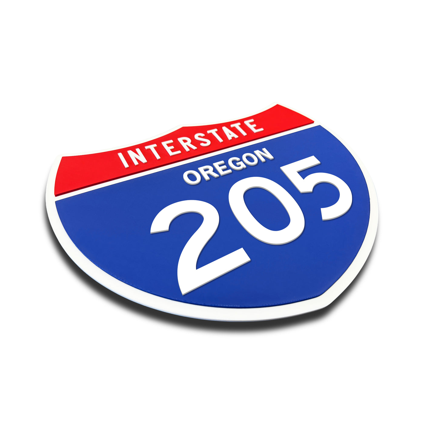 Interstate 205 – Oregon road sign replica three-quarter view
