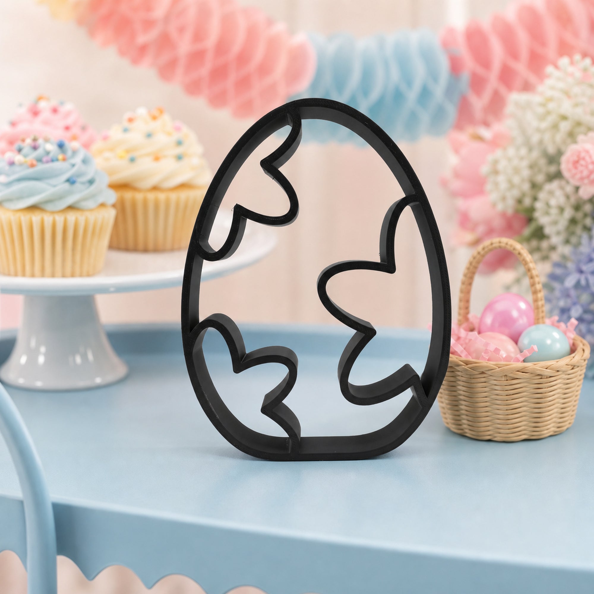 Bubbly Stars Easter Egg Line Art Sculpture