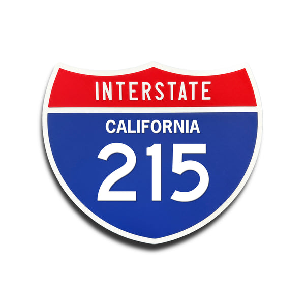 Interstate 215 California road sign replica front view