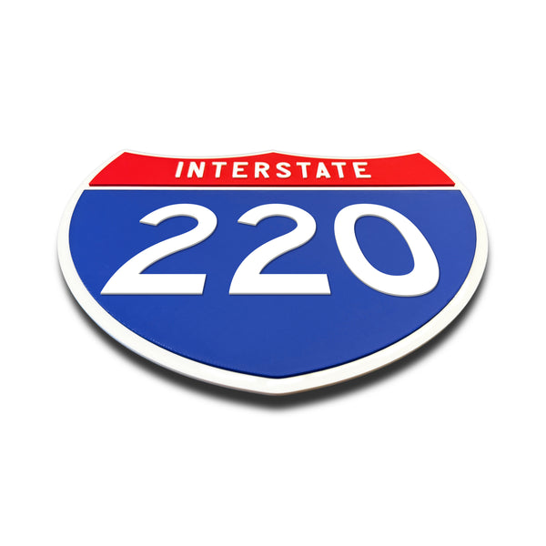 Interstate 220 Number Only road sign replica flat view