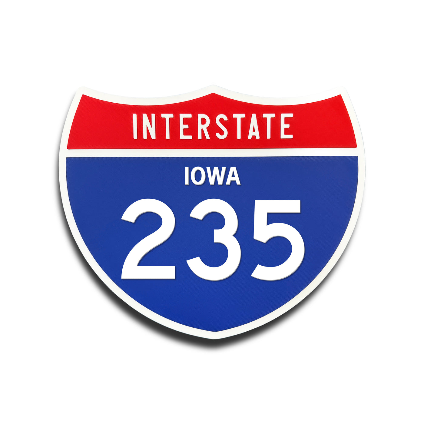Interstate 235 Iowa road sign replica front view