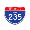 Interstate 235 Iowa road sign replica front view