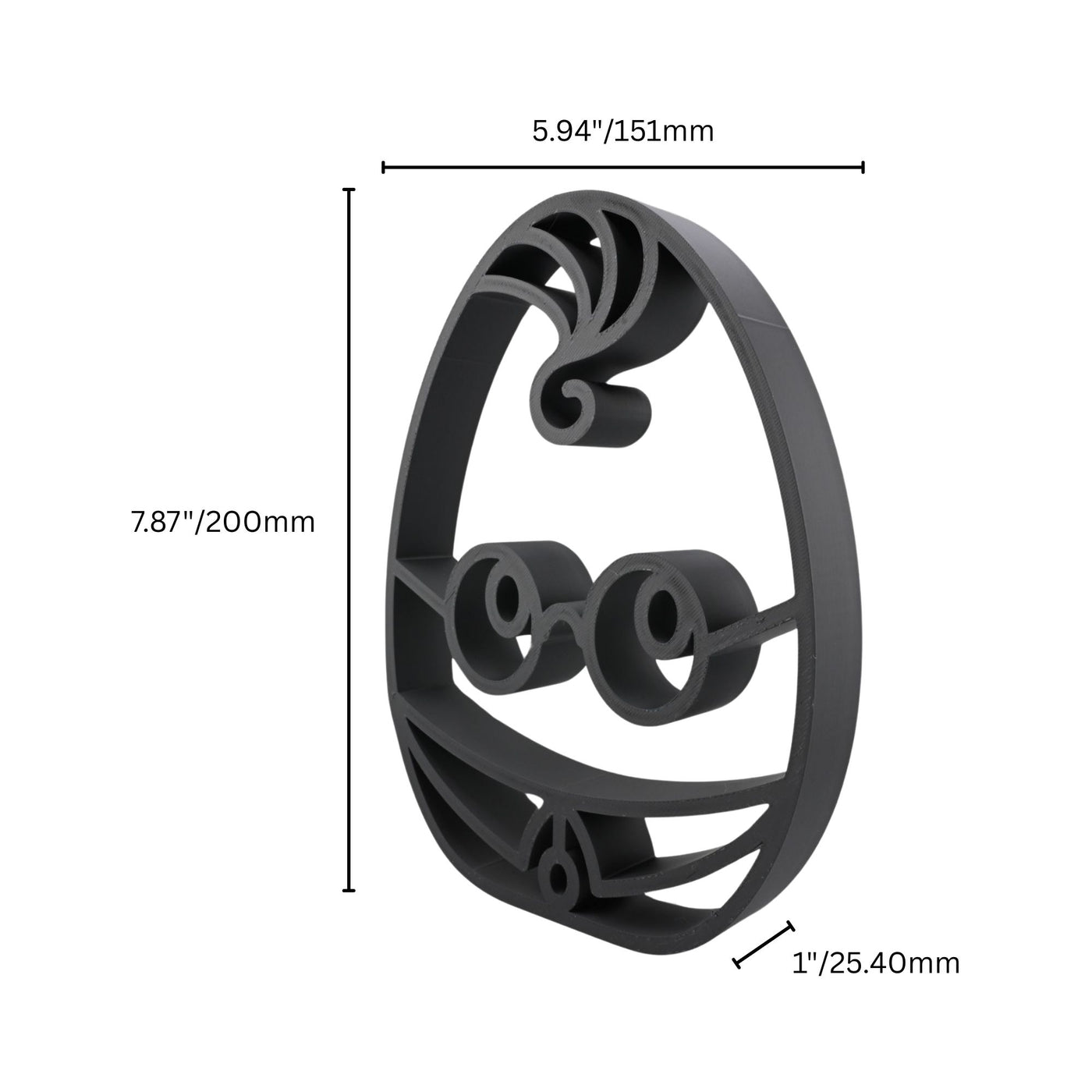 Boy Wizard Elegant Outlines sculpture — dimension view