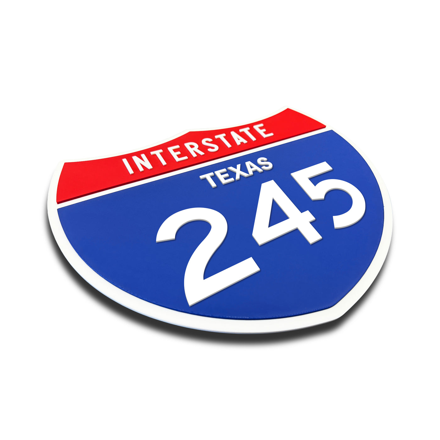 Interstate 245 – Texas road sign replica three-quarter view