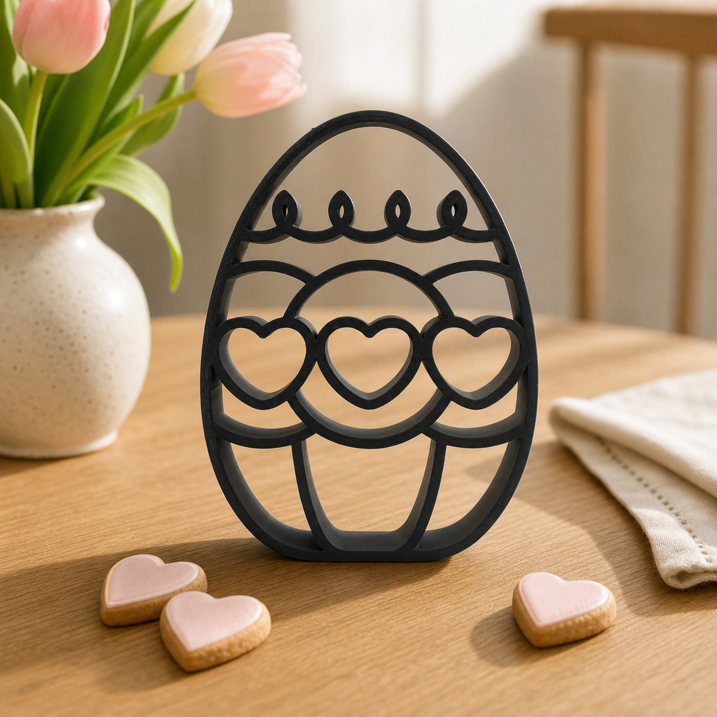 Heart Trio Elegant Outlines sculpture — lifestyle view