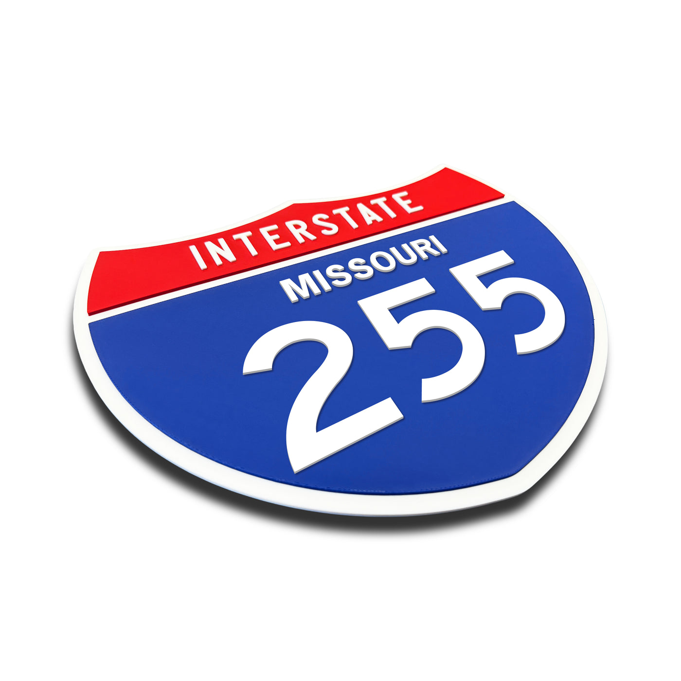 Interstate 255 – Missouri road sign replica three-quarter view