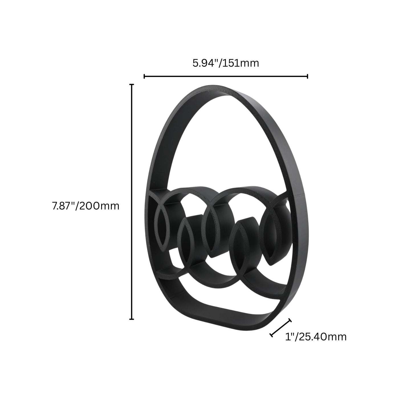 Ribbon Drift Elegant Outlines sculpture — dimension view