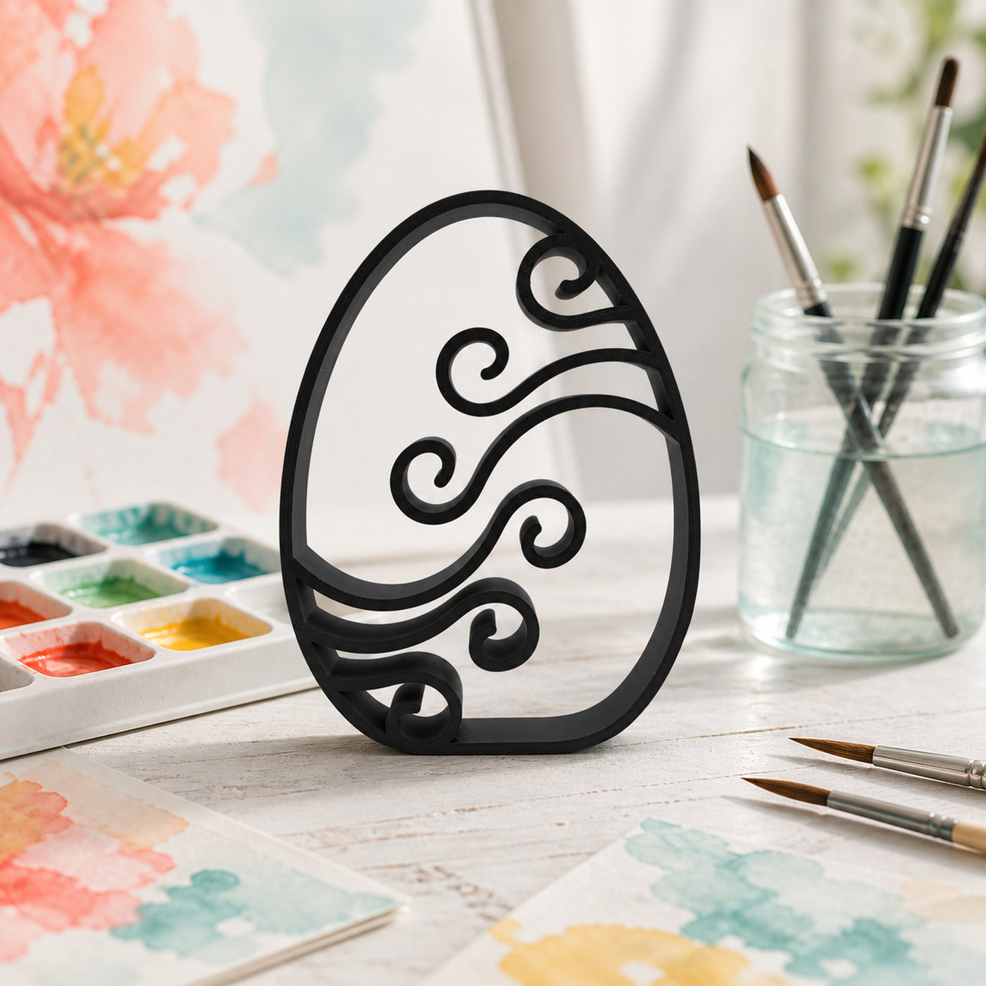 Abstract Waves Elegant Outlines sculpture — lifestyle view