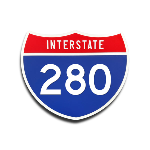 Interstate 280 Number Only road sign replica front view