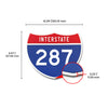 Interstate 287 Number Only road sign replica dimension view