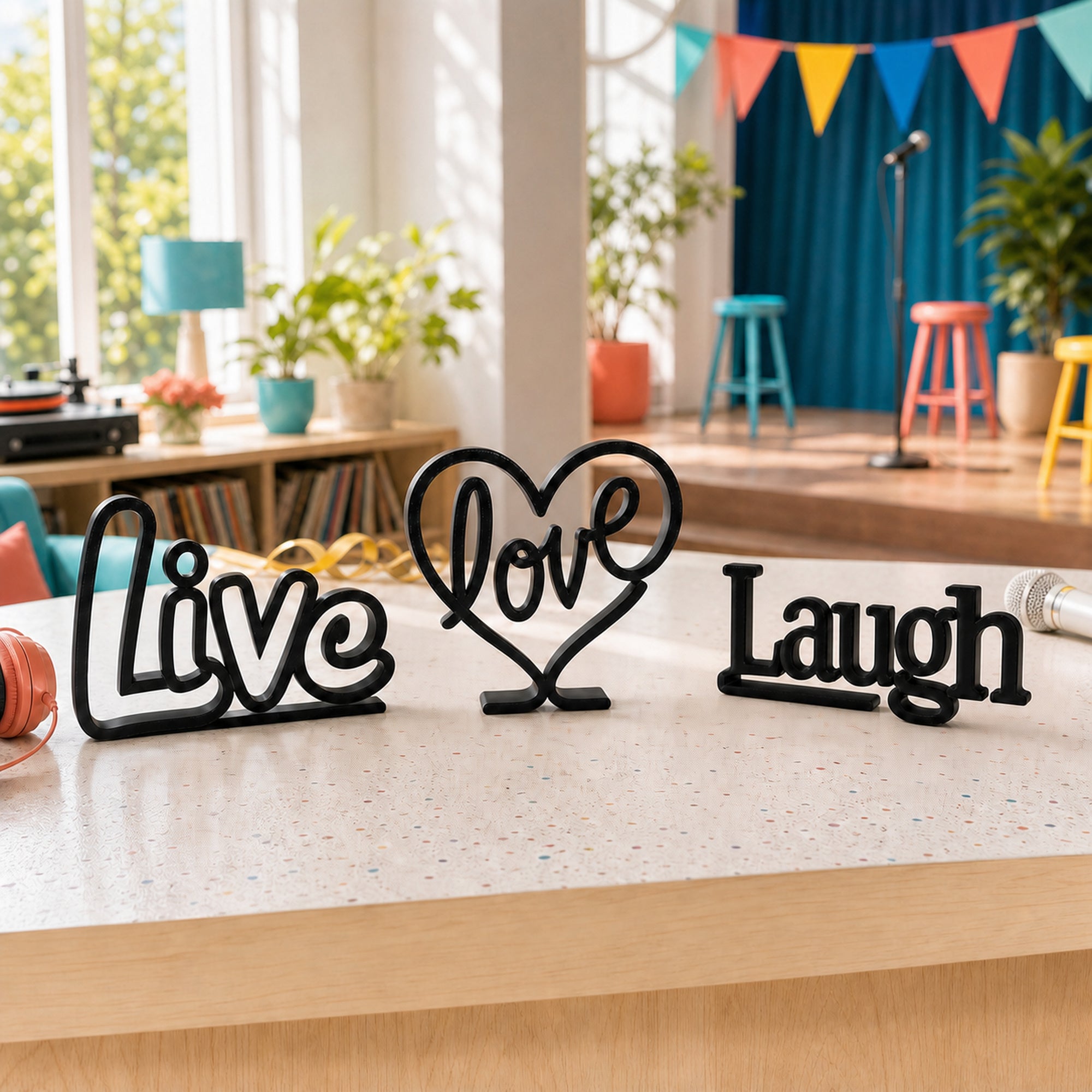 Live, Laugh, Love Line Art Sculpture Collection