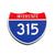 Interstate 315 Number Only road sign replica front view