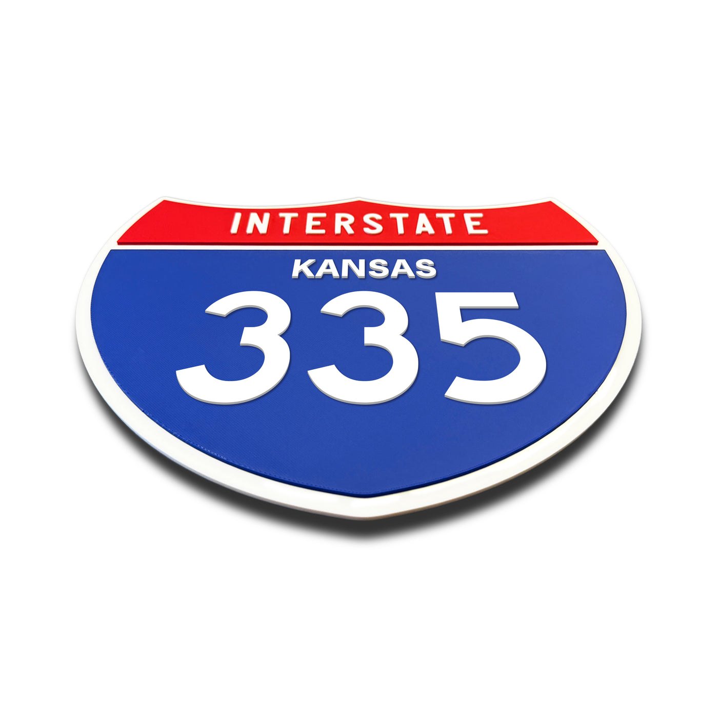 Interstate 335 – Kansas road sign replica flat view