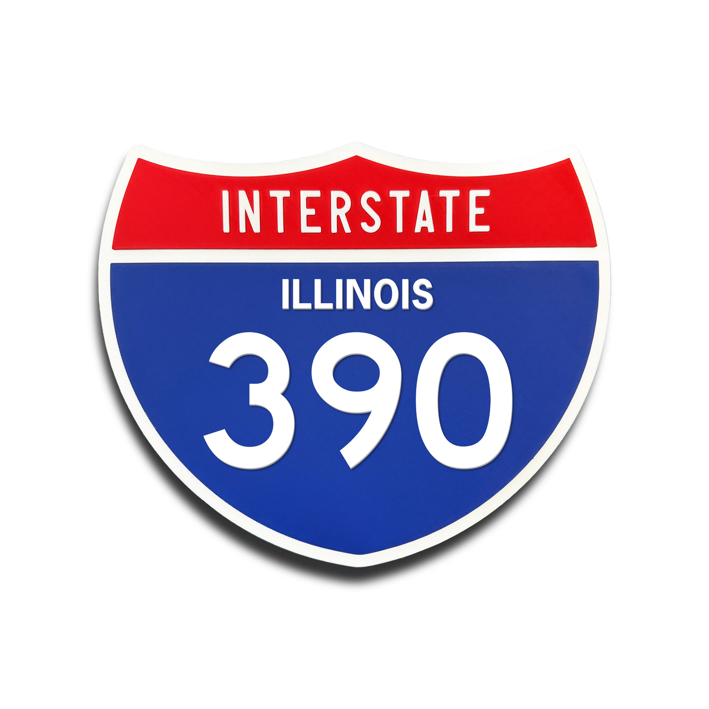 Interstate 390 Illinois road sign replica front view