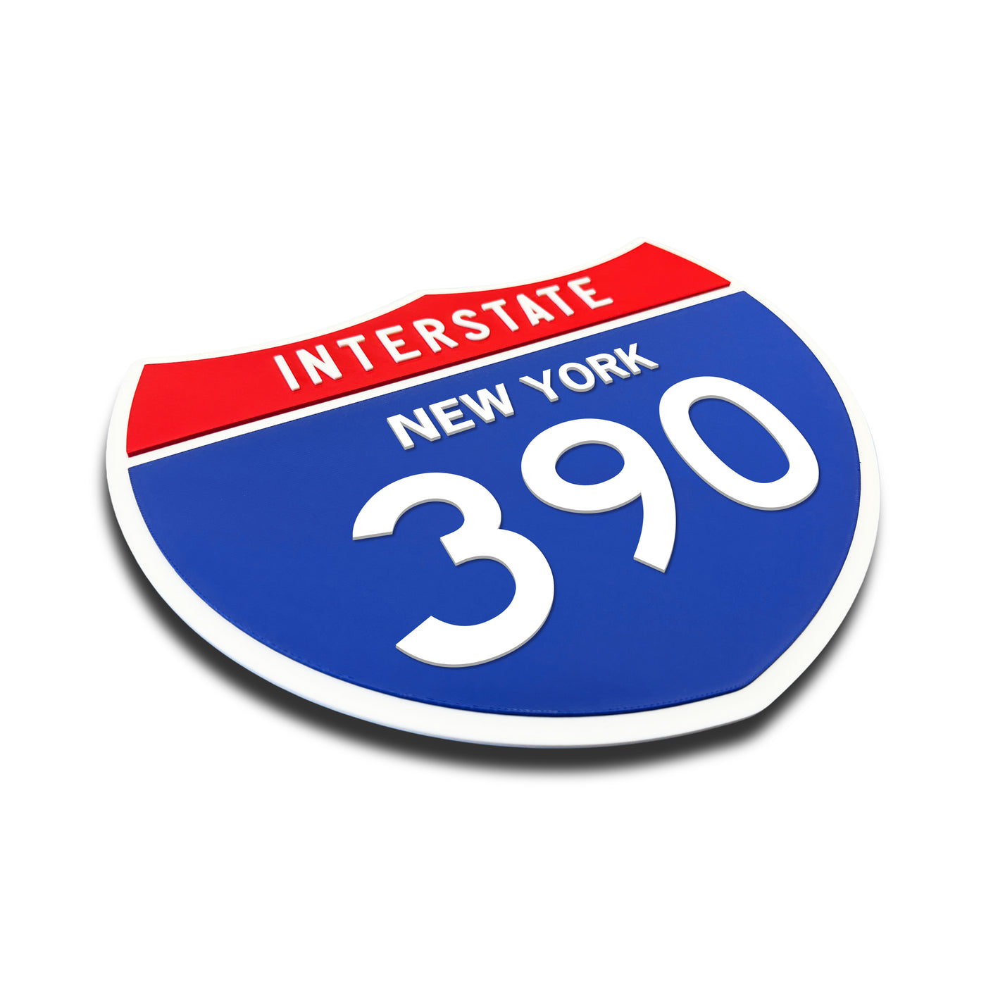 Interstate 390 – New York road sign replica three-quarter view