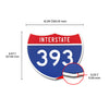Interstate 393 Number Only road sign replica dimension view