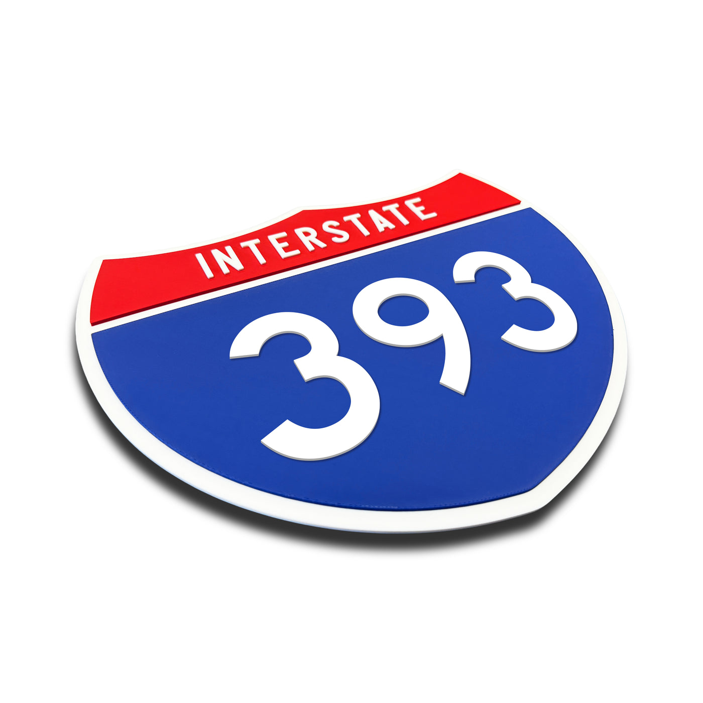 Interstate 393 Number Only road sign replica three quarter view