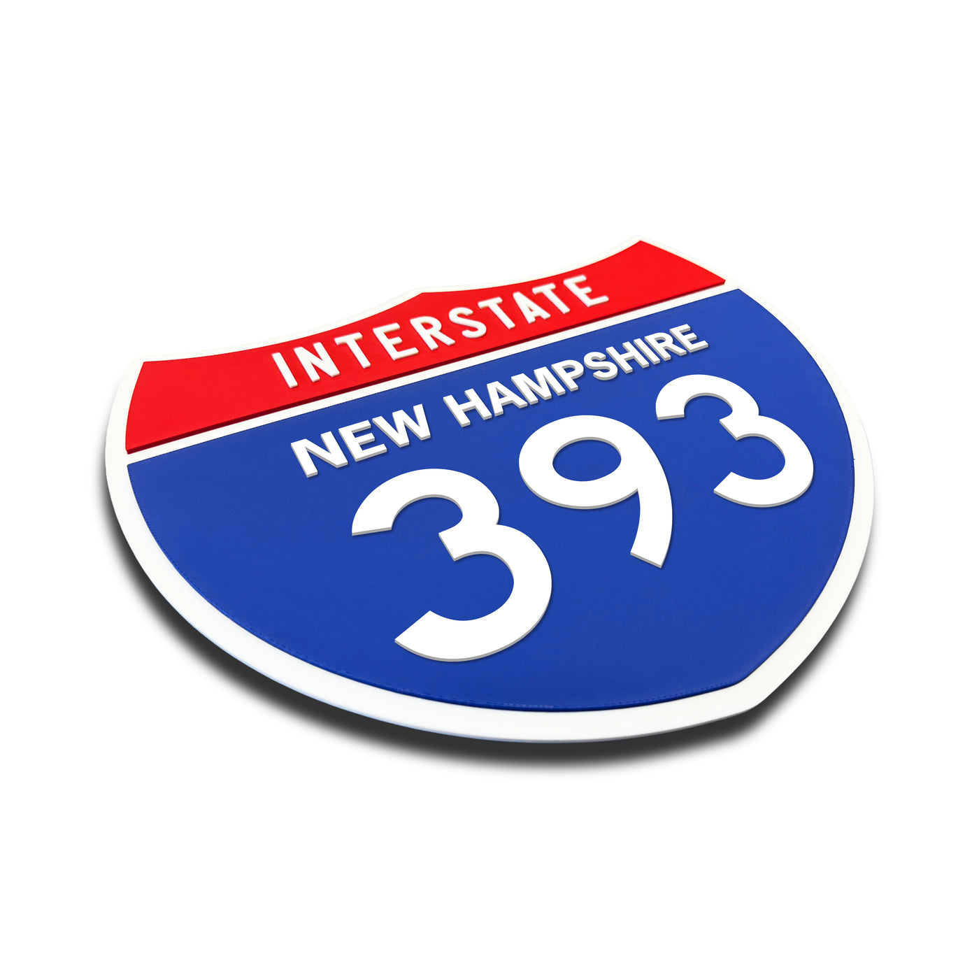 Interstate 393 – New Hampshire road sign replica three-quarter view