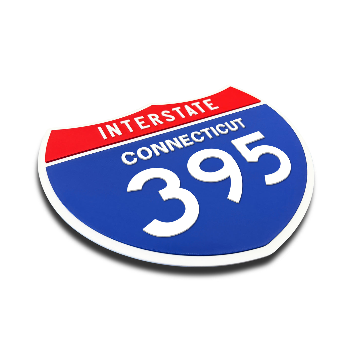 Interstate 395 – Connecticut road sign replica three-quarter view