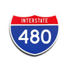 Interstate 480 Number Only road sign replica front view