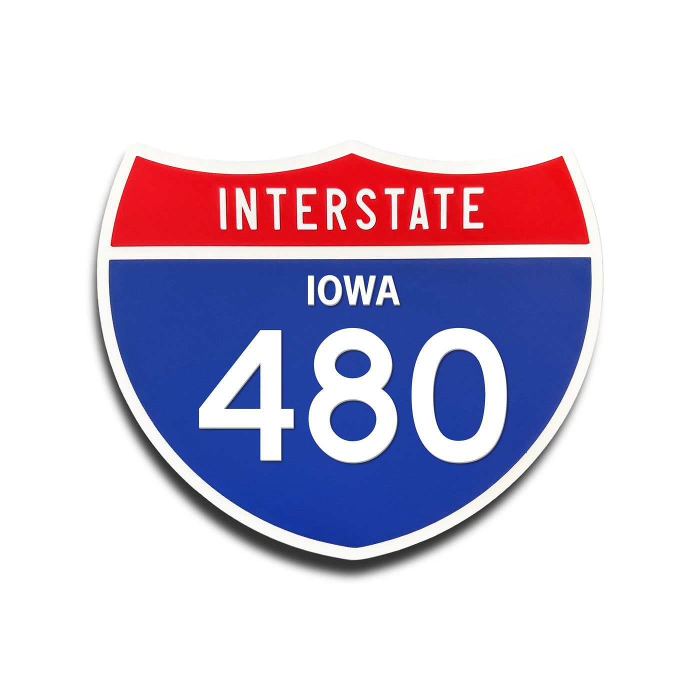 Interstate 480 Iowa road sign replica front view