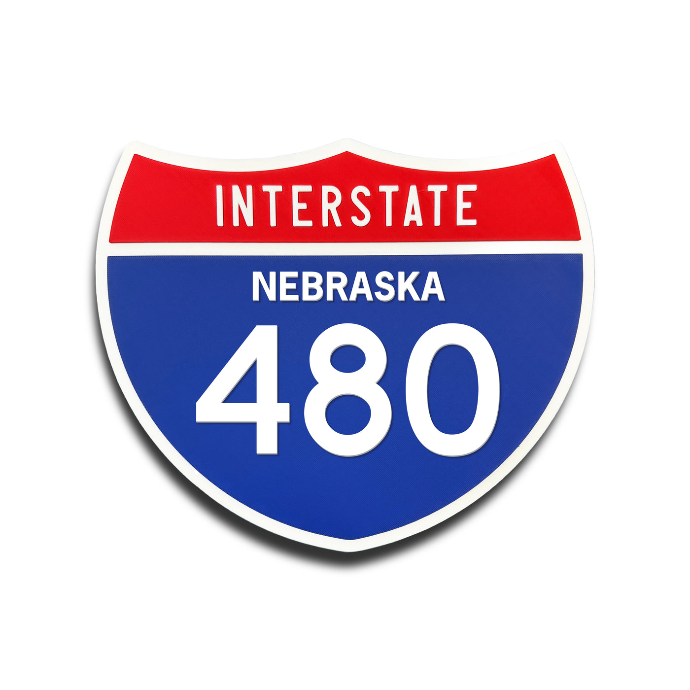 Interstate 480 Nebraska road sign replica front view