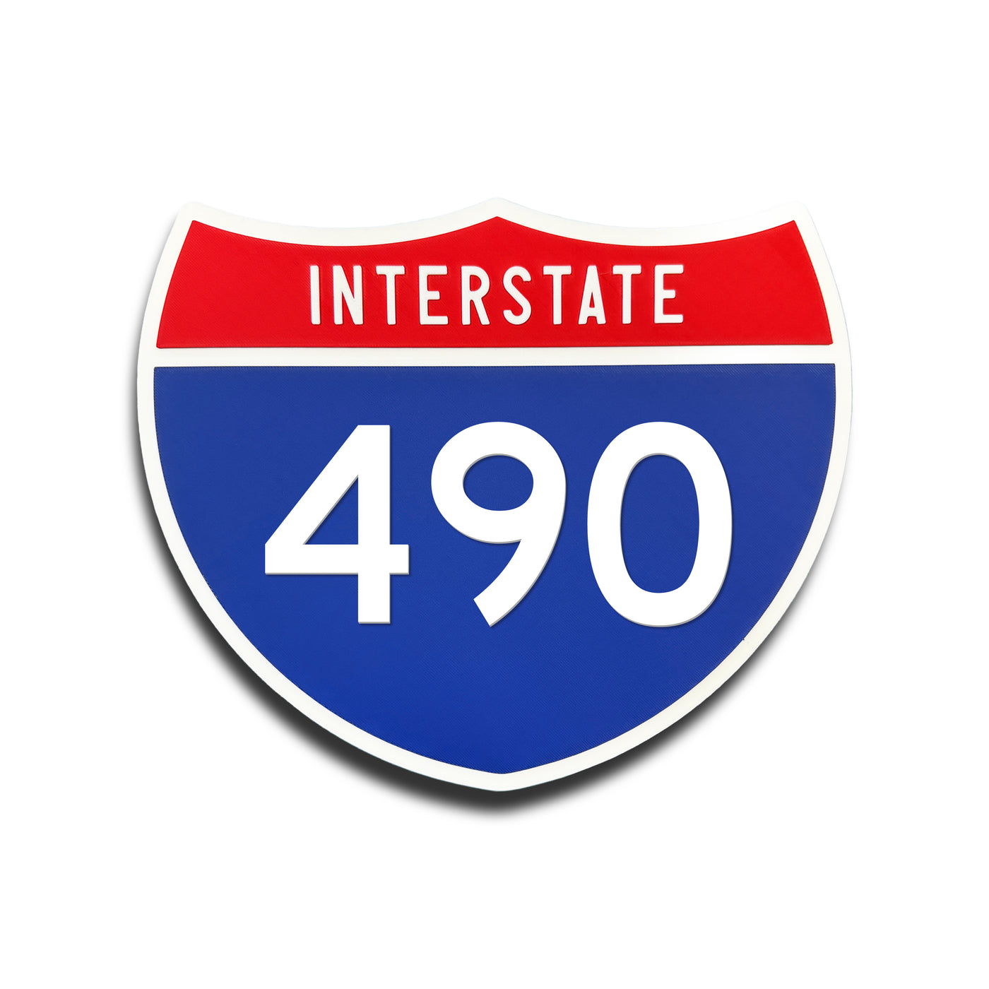 Interstate 490 Number Only road sign replica front view