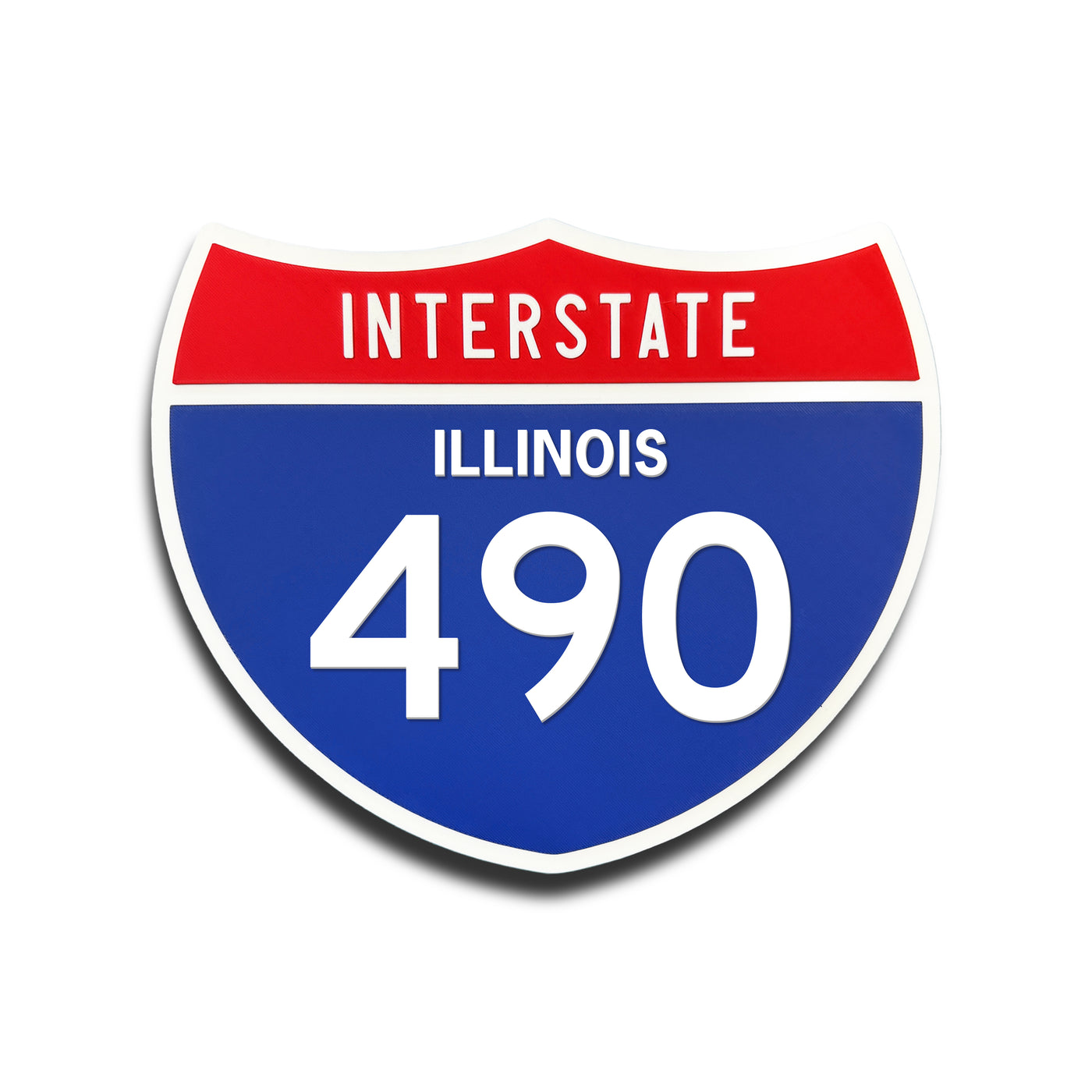 Interstate 490 Illinois road sign replica front view