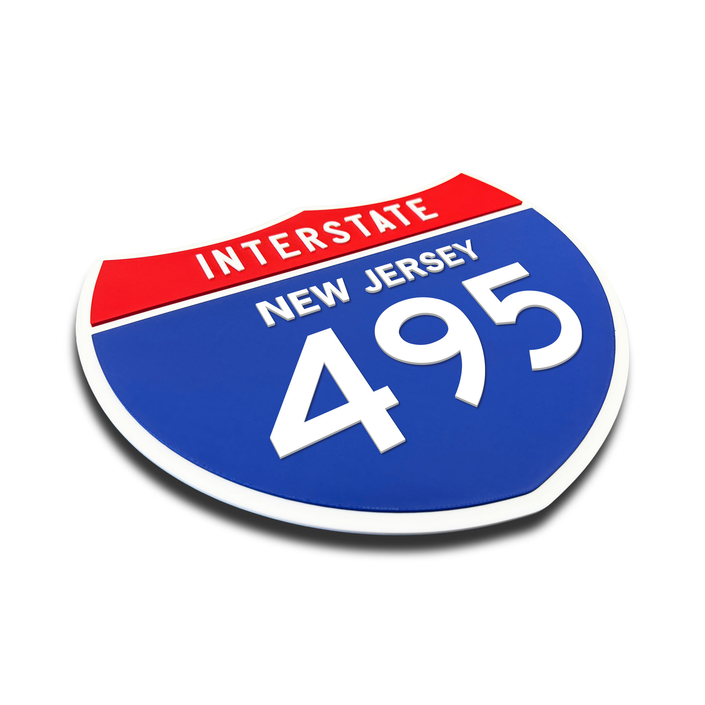 Interstate 495 – New Jersey road sign replica three-quarter view