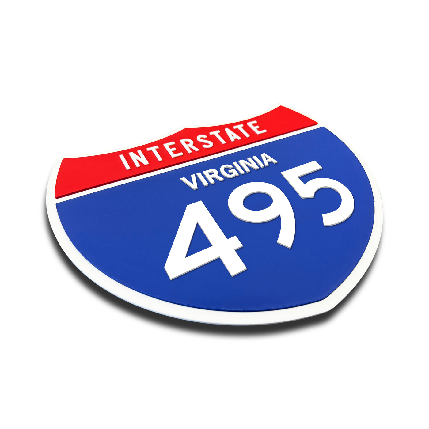 Interstate 495 – Virginia road sign replica three-quarter view